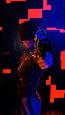 sci  fi cop side arm profile